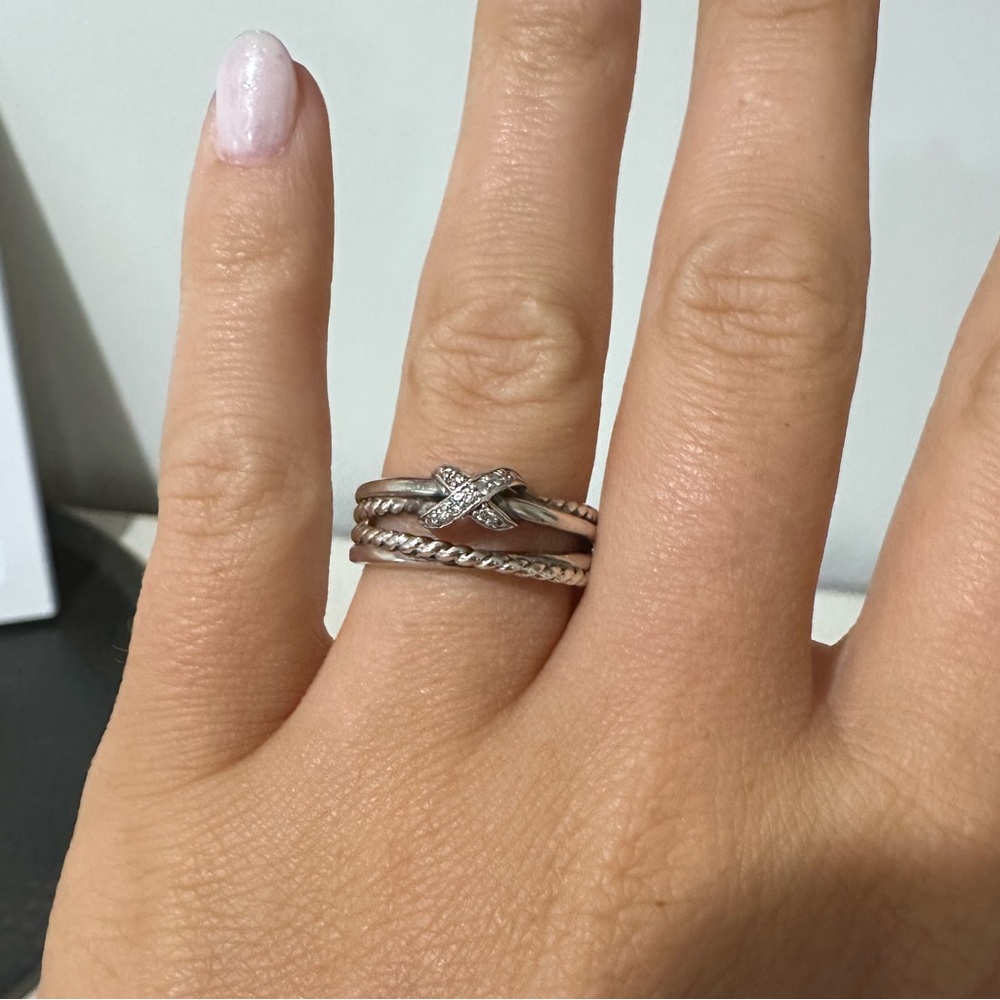 David Yurman
 X CROSSOVER BAND RING
Sterling Silver with Diamonds, 6mm - Picture 3 of 5